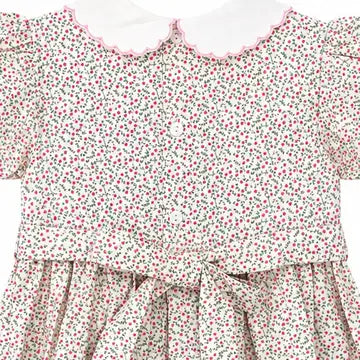 Tan Floral Puff Sleeve Dress