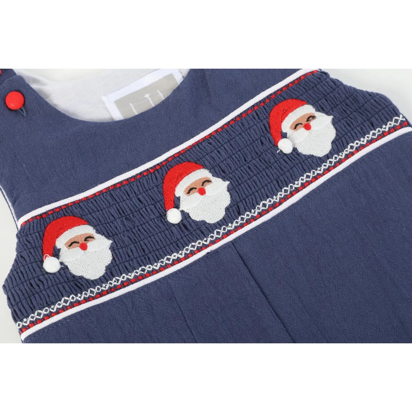 Navy Blue Santa Smocked Overalls