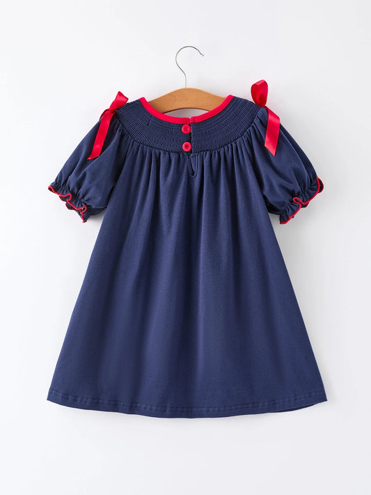 Christmas Dress: Navy with Santa Sleigh