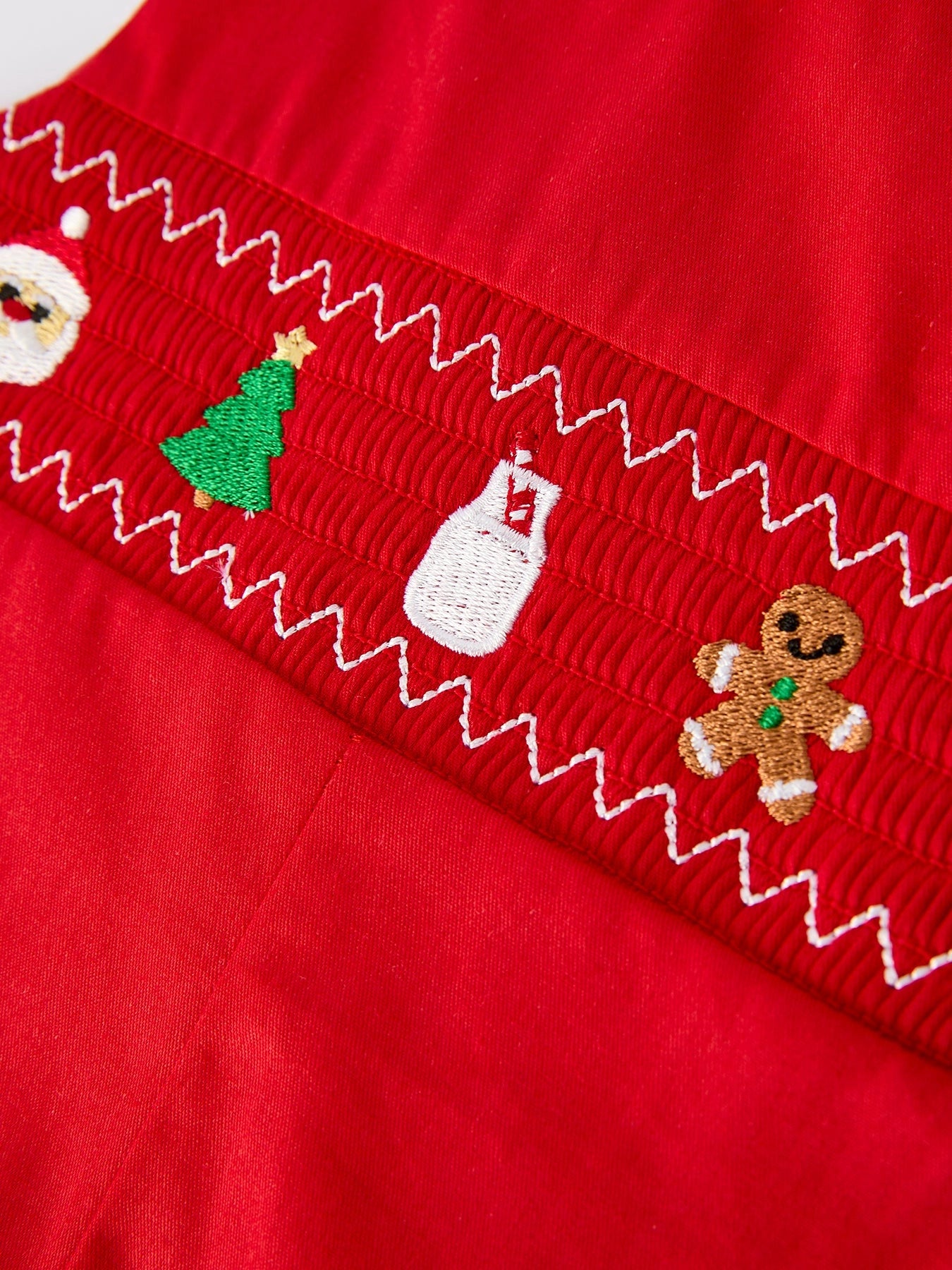 Christmas Gingerbread Embroidery Red Baby Boy Romper with Bow