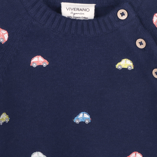 100% Organic Cotton Mini Beetle Cars Embroidered Sweater