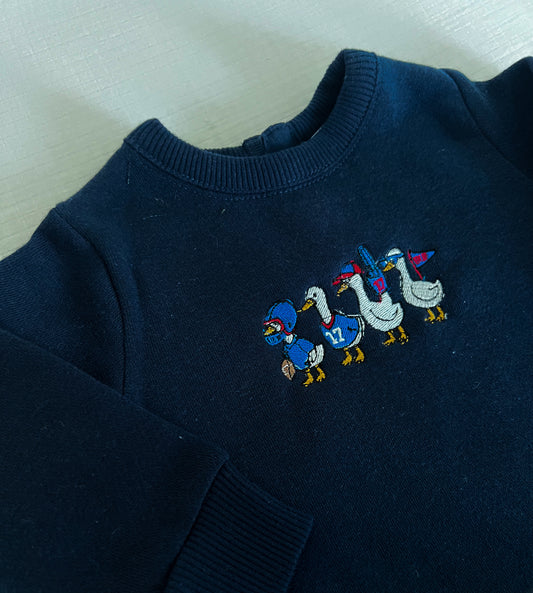 Buffalo Football Geese Embroidered Onesie Sweatshirt - Navy