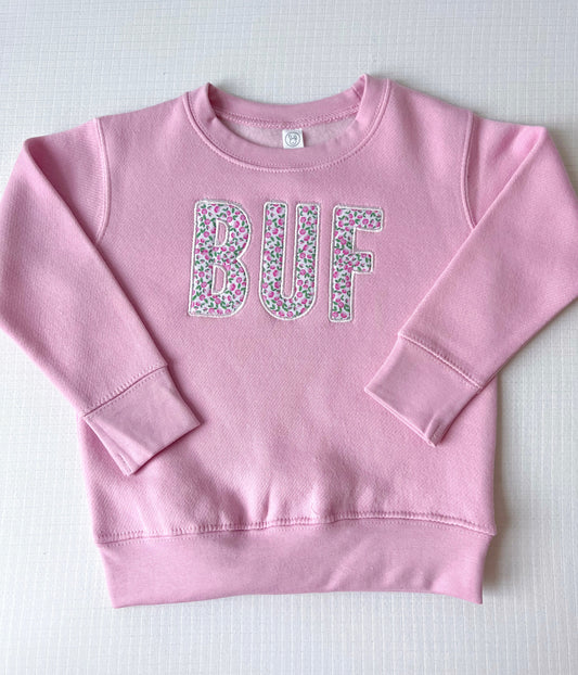 Spring BUF Applique Sweatshirt - Pink