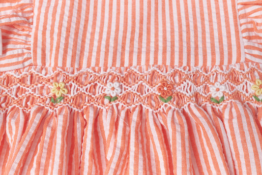 Orange Stripe Smocked Dress