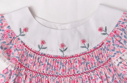 Pink Floral Smocked Dress