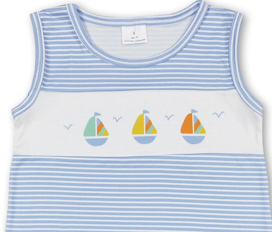 Sleeveless Stripe Boat Jon Jon