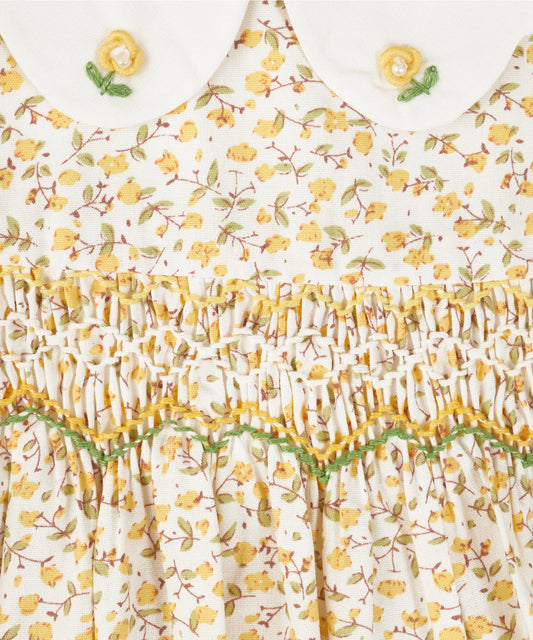 Yellow Floral Smocked Dress