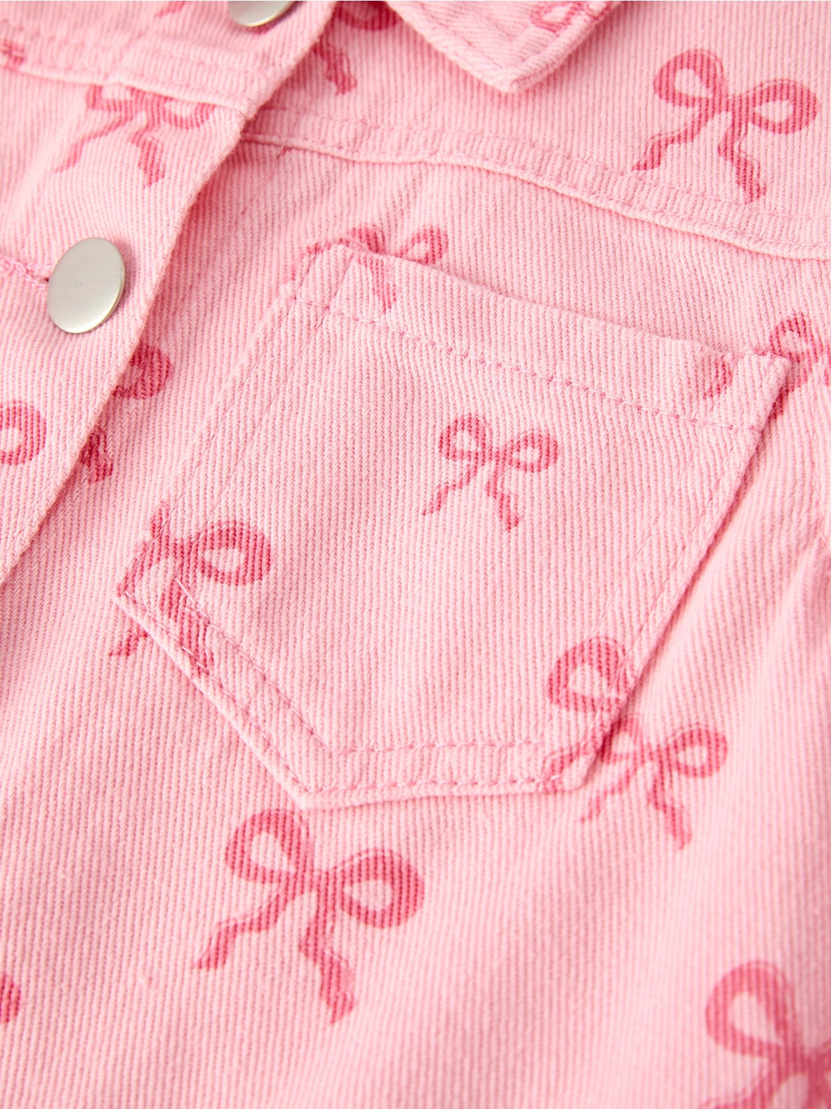 Pink Bow Fall Girls Denim Jacket