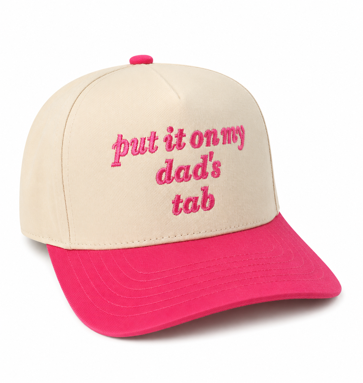 Put It On My Dad's Tab Kids Trucker Hat - Hot Pink