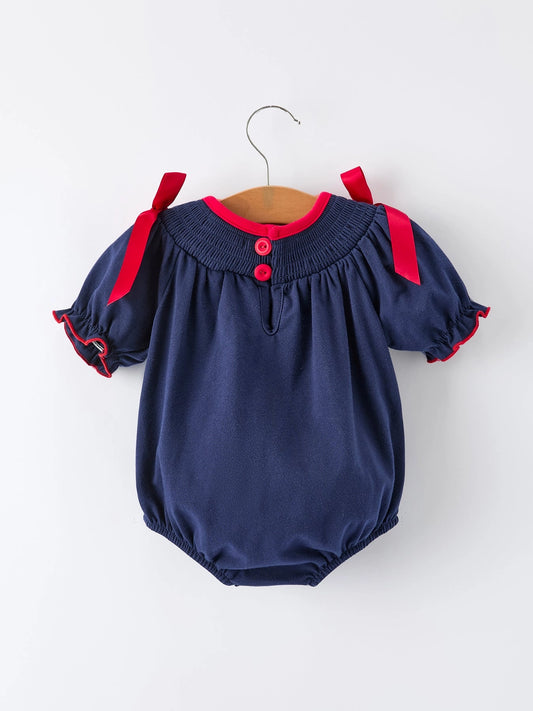 Christmas Baby Girls Bubble: Navy with Santa Sleigh
