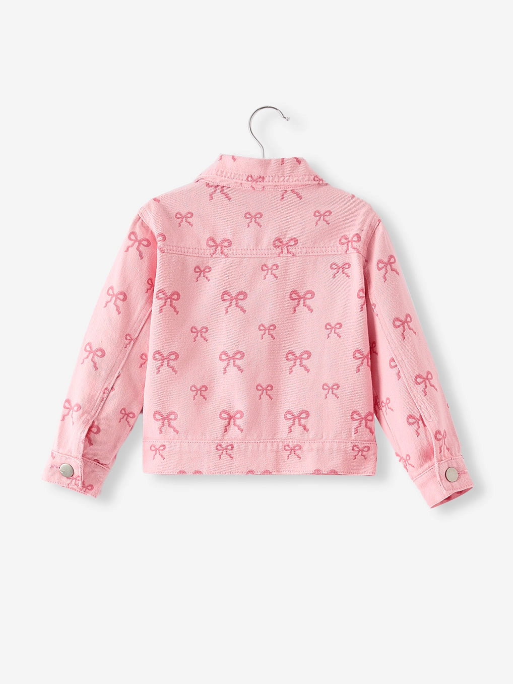 Pink Bow Fall Girls Denim Jacket