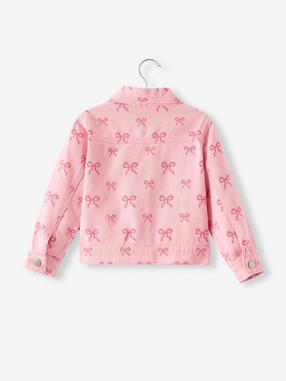 Pink Bow Fall Girls Denim Jacket
