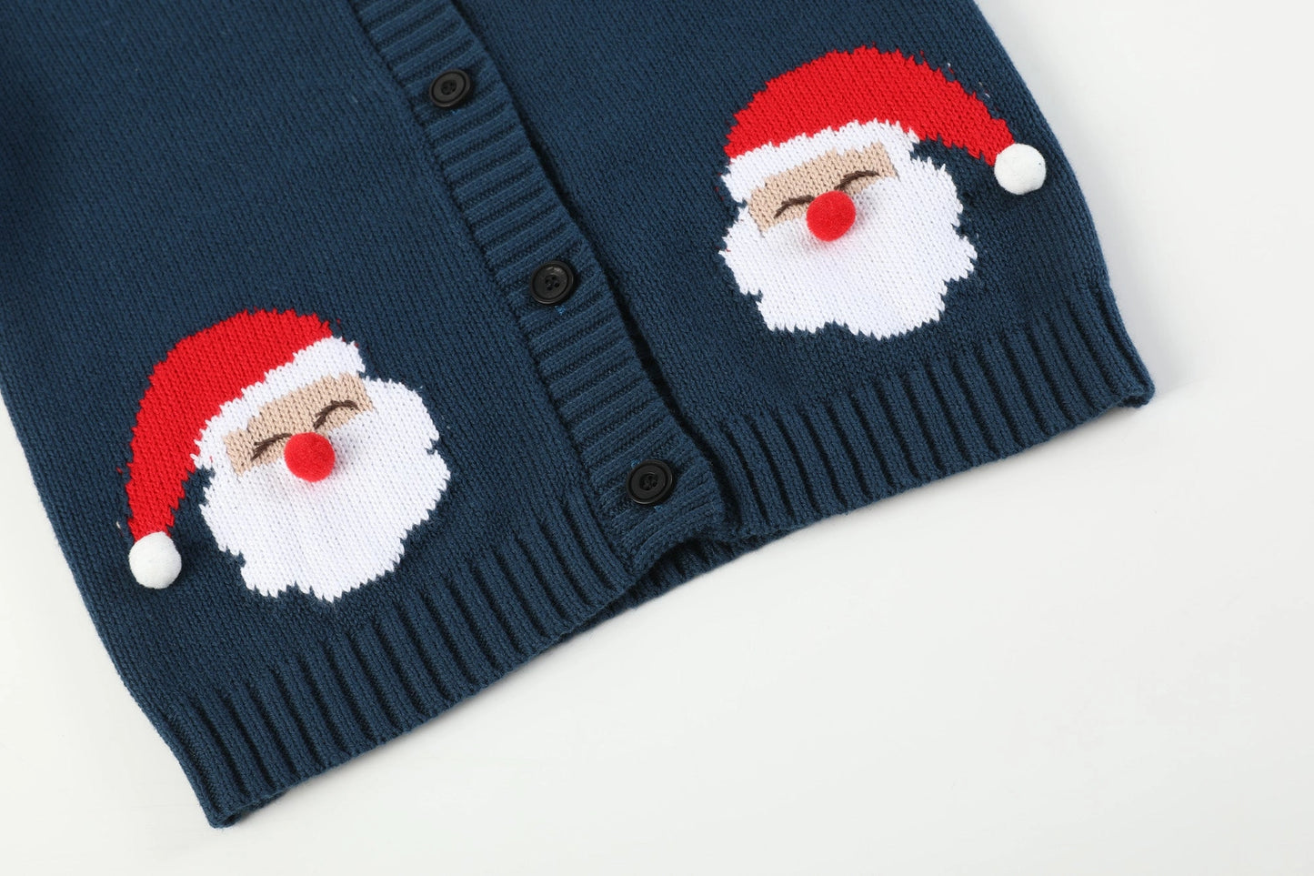 Navy Blue Christmas Santa Knit Cardigan Sweater
