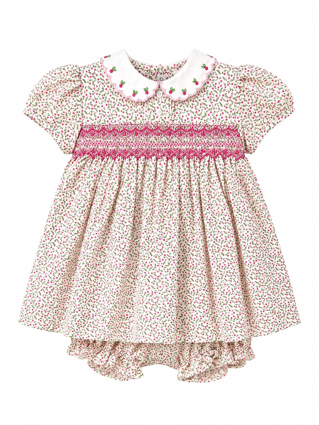 Tan Floral Puff Sleeve Dress