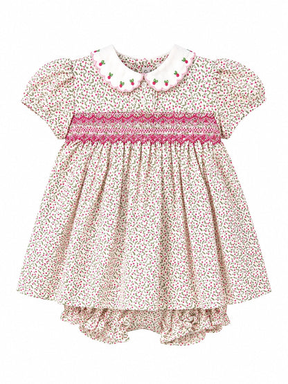 Tan Floral Puff Sleeve Dress
