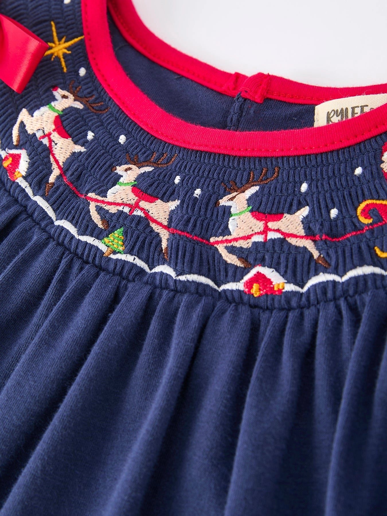 Christmas Dress: Navy with Santa Sleigh