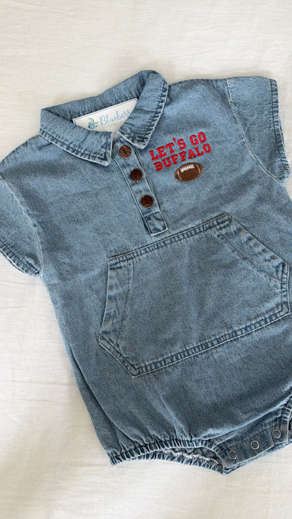 Let's Go Buffalo Embroidered Denim Bubble