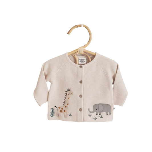 Animal Safari Embroidered Baby Cardigan