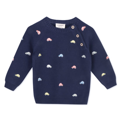 100% Organic Cotton Mini Beetle Cars Embroidered Sweater