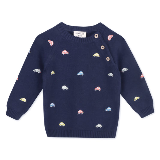 100% Organic Cotton Mini Beetle Cars Embroidered Sweater