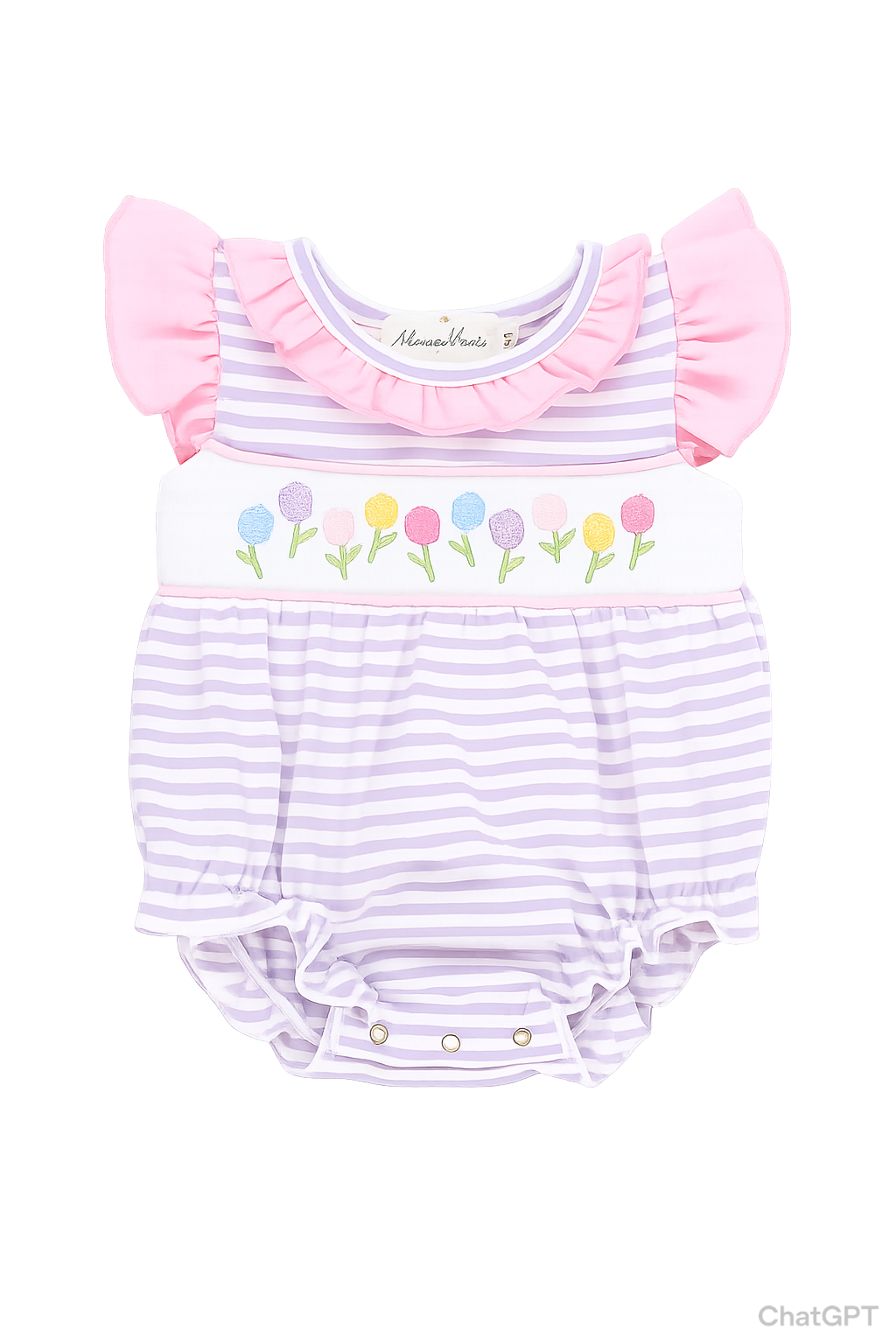 Spring Blossoms Smocked Ruffle Bubble Romper