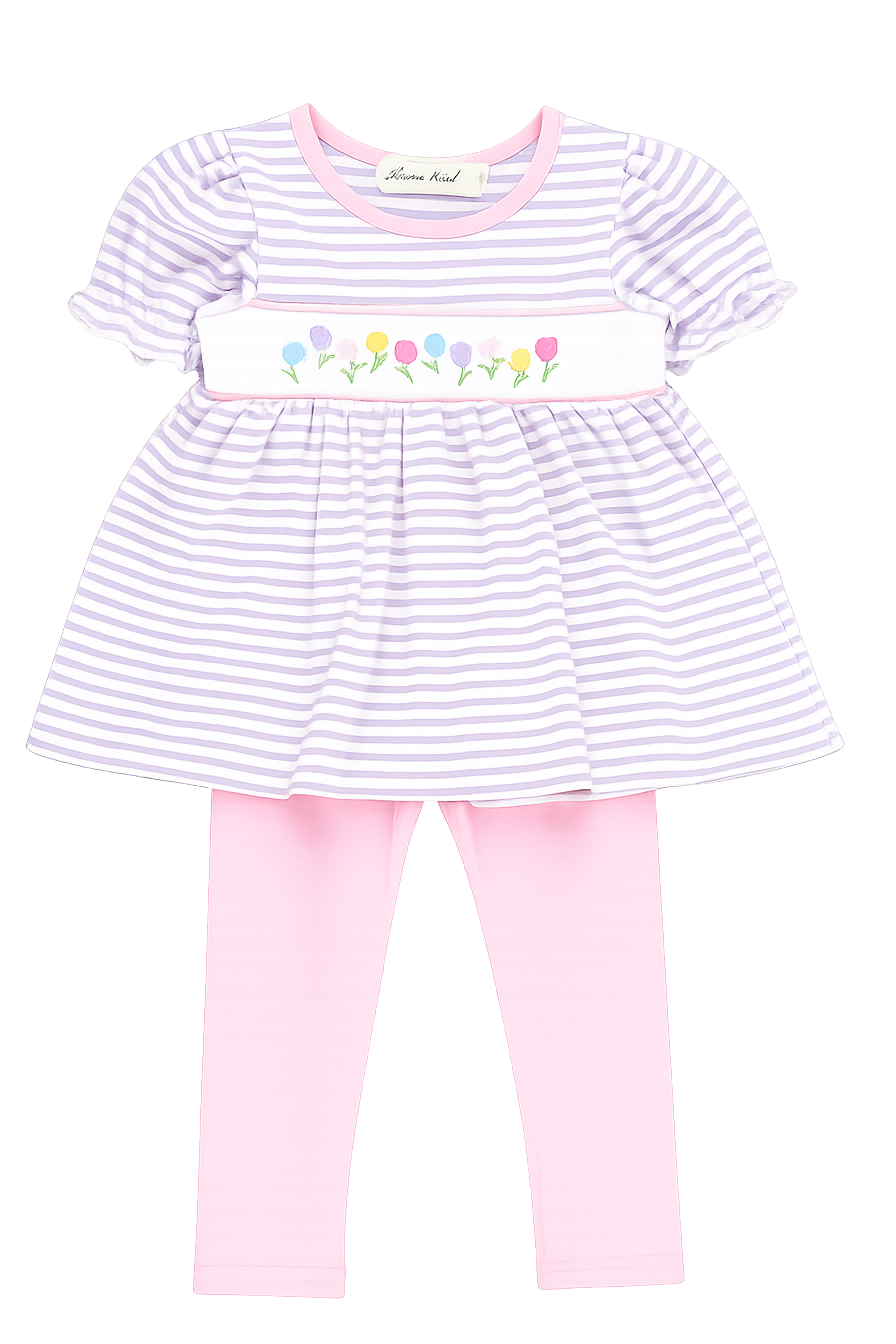 Spring Blossoms Smocked Ruffle Outfit