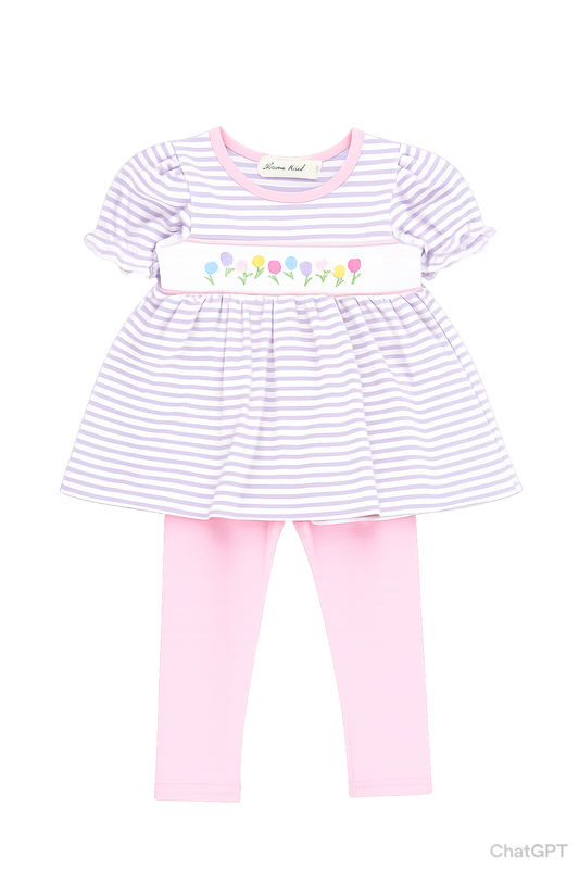 Spring Blossoms Smocked Ruffle Outfit