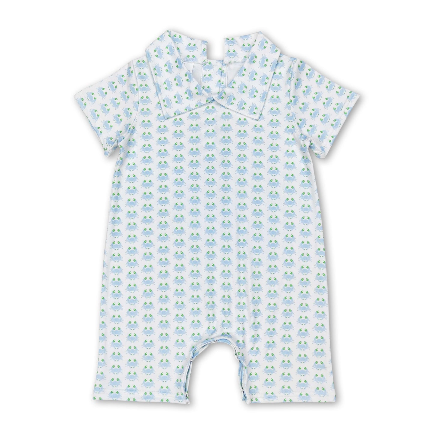 Short Sleeves Crab Baby Boys Summer Polo Romper