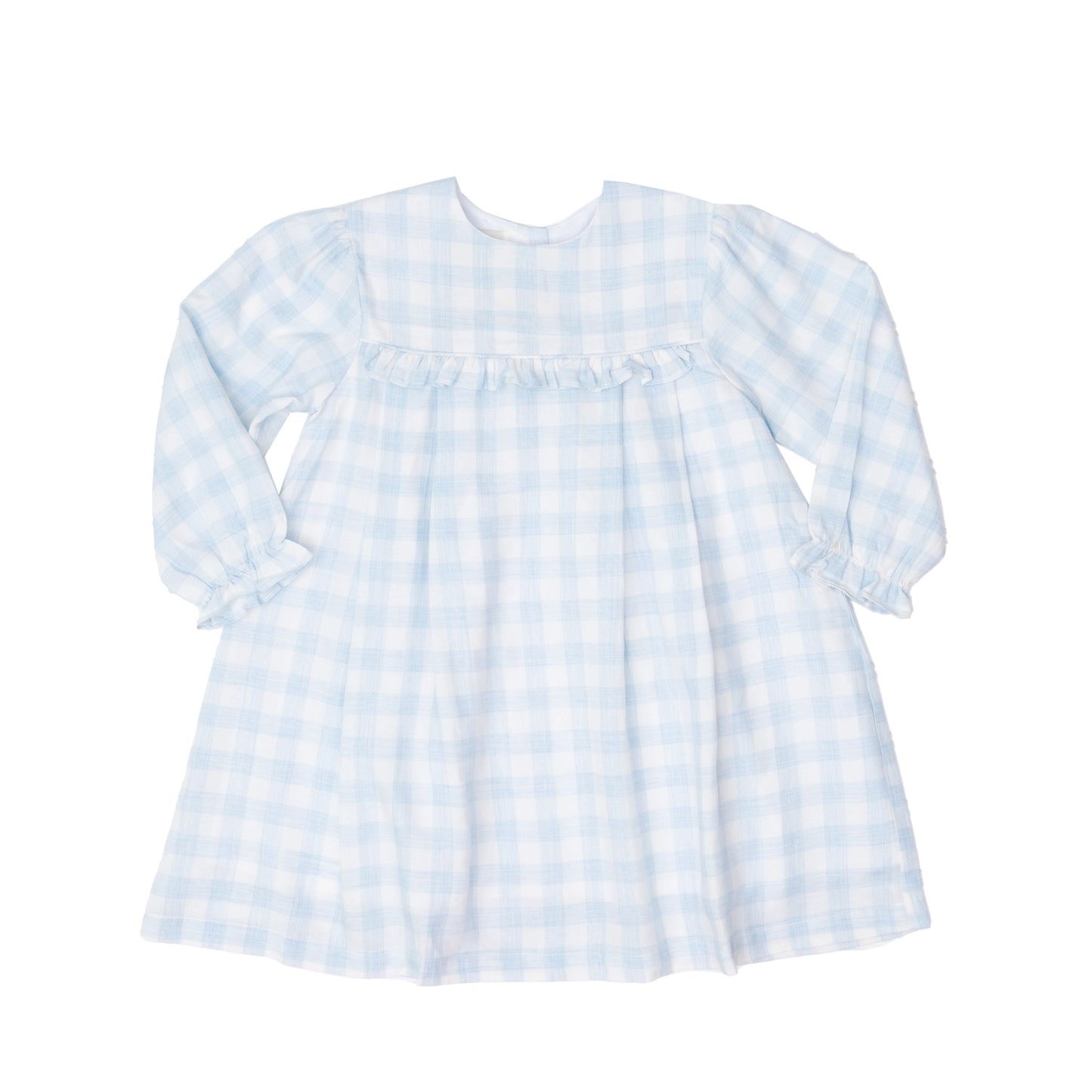 Soft Blue Check Girls Dress