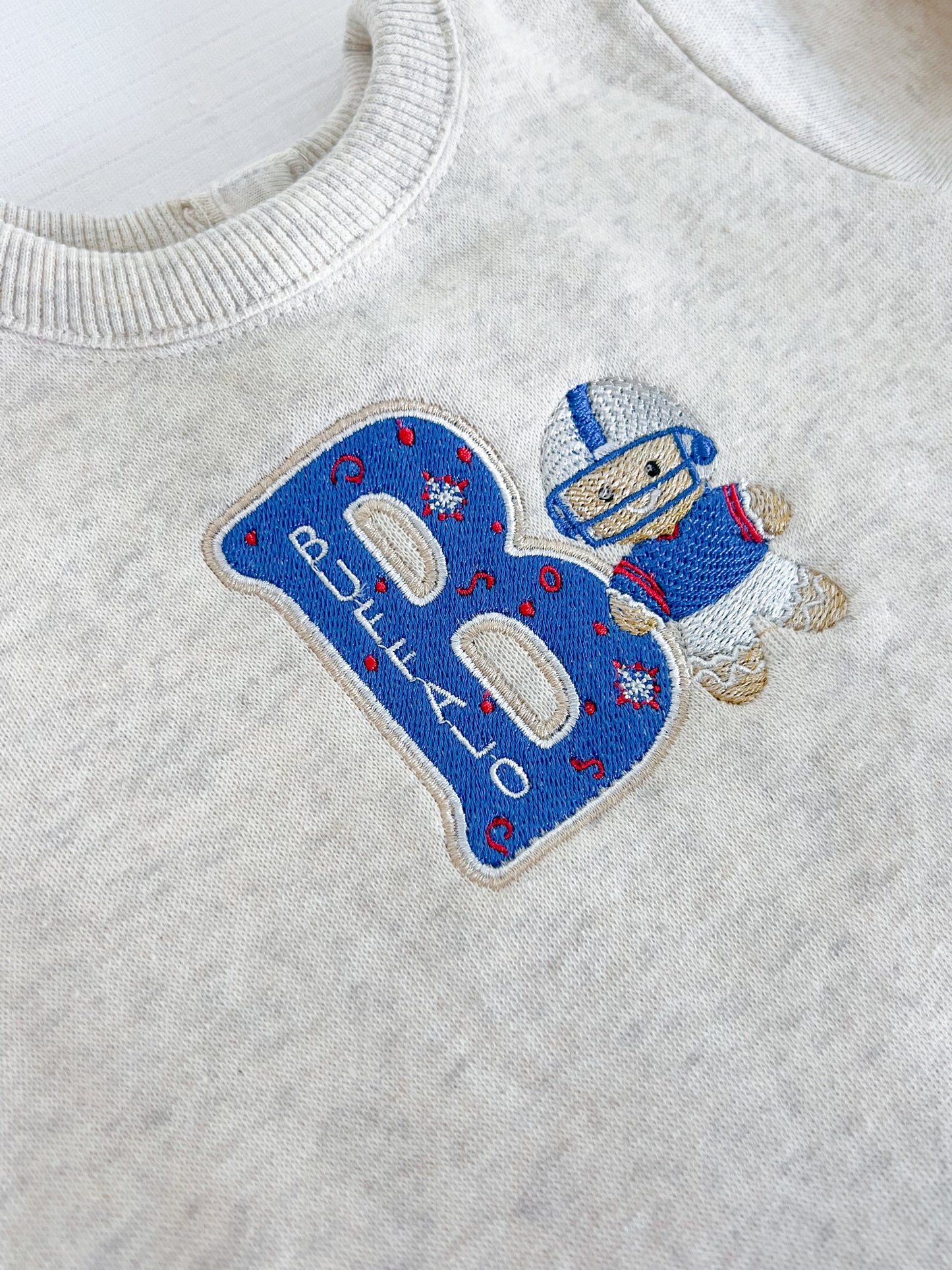 Gingerbread Buffalo Embroidery Onesie Sweatshirt - Heathered