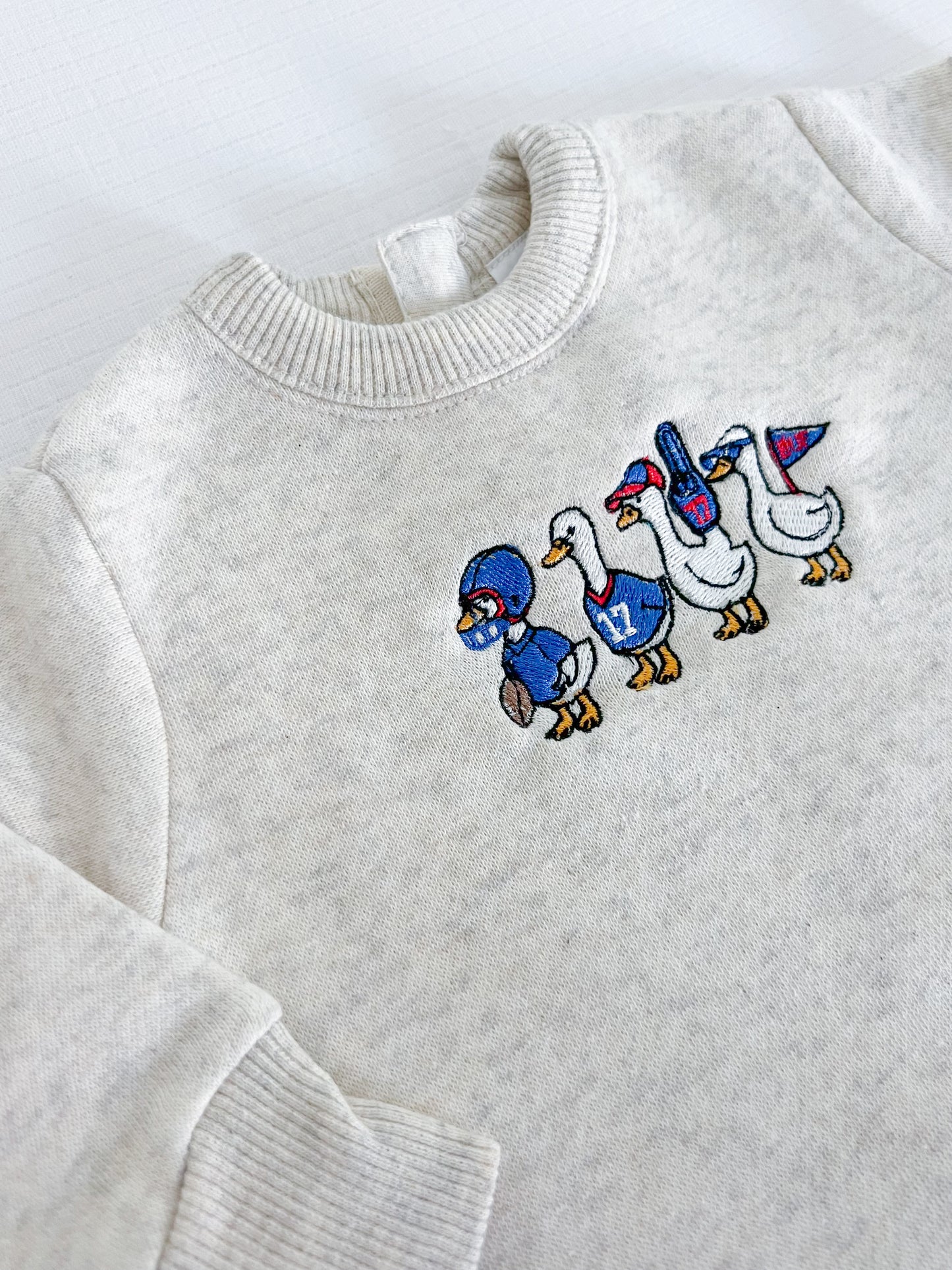 Buffalo Football Geese Embroidered Onesie Sweatshirt - Heathered