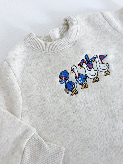 Buffalo Football Geese Embroidered Onesie Sweatshirt - Heathered
