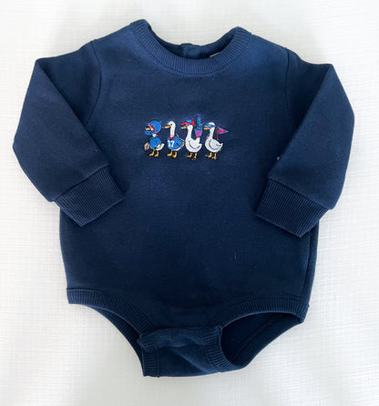 Buffalo Football Geese Embroidered Onesie Sweatshirt - Navy