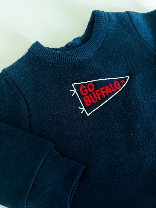 "Go Buffalo" Pennant Onesie Sweatshirt - Navy