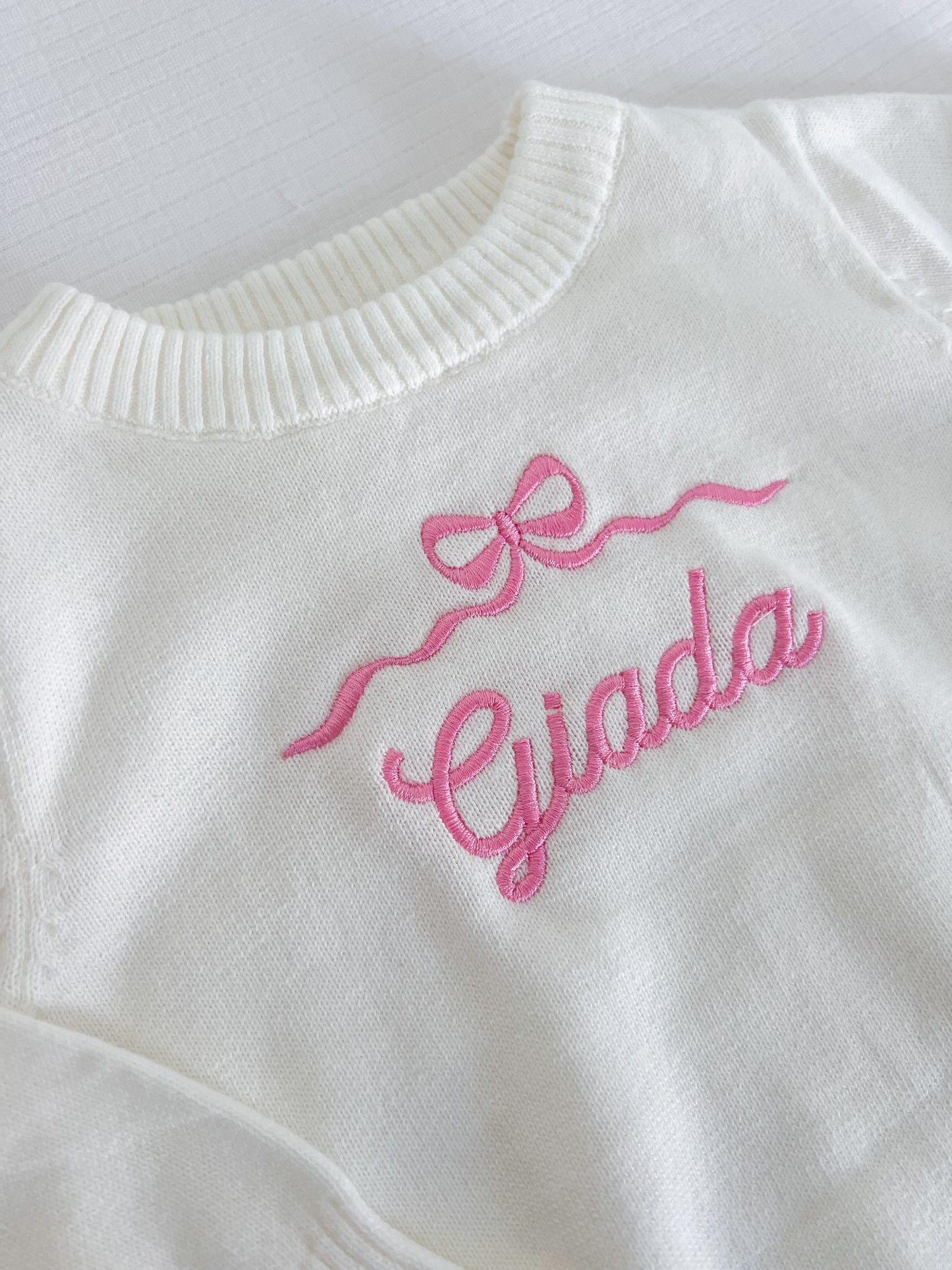 Satin Bow Name Monogram Sweater