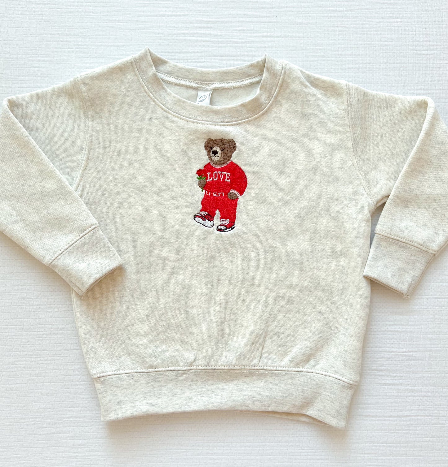 Valentines Day Embroidered Bear Sweatshirt