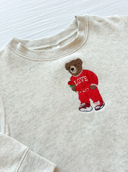 Valentines Day Embroidered Bear Sweatshirt
