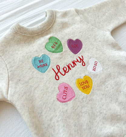 Conversation Hearts Monogrammed Sweatshirt