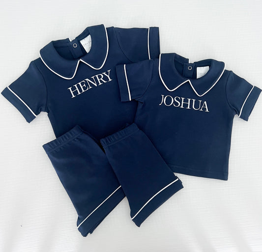Monogrammed Piping Collar Set