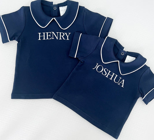 Monogrammed Piping Collar Set