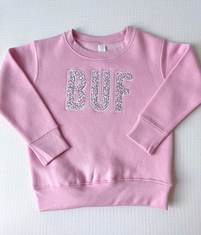 Spring BUF Applique Sweatshirt - Pink