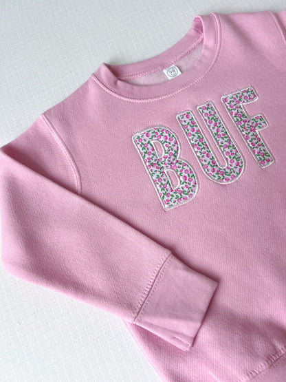 Spring BUF Applique Sweatshirt - Pink
