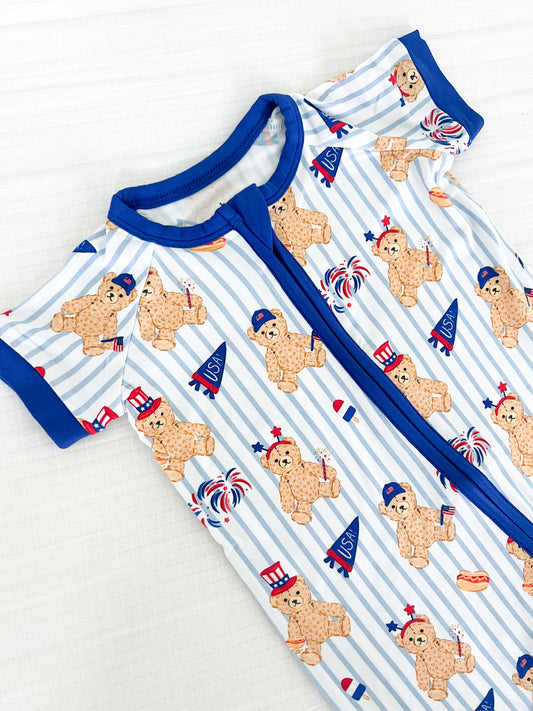Fourth of July Bear Bamboo Shortie