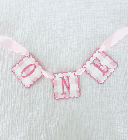 Pink Gingham High Chair Sign