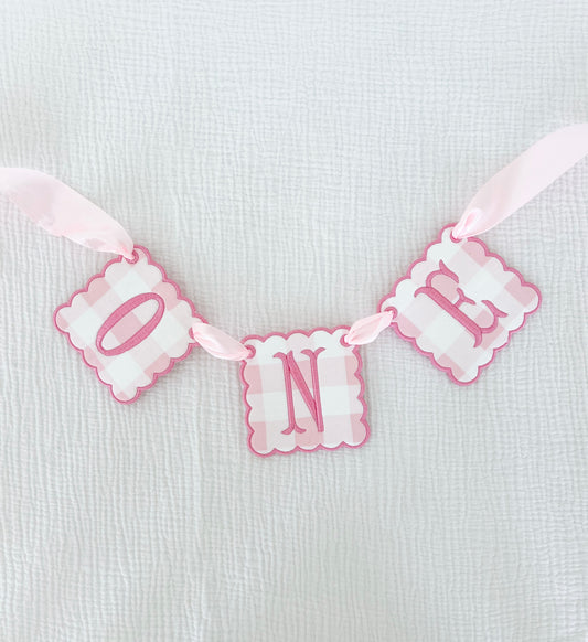 Pink Gingham High Chair Sign