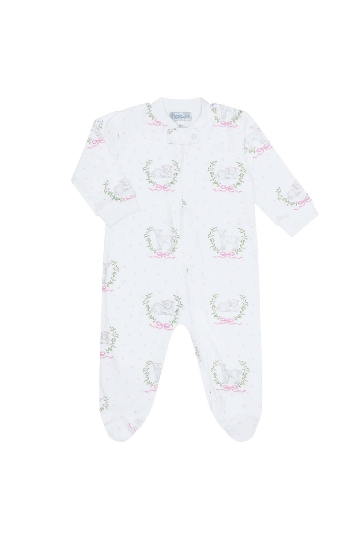 Pink Lamb Print Footie