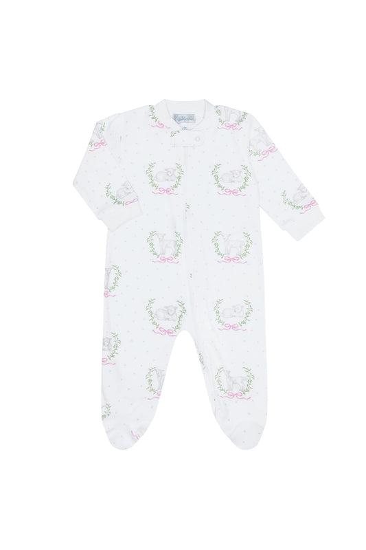Pink Lamb Print Footie