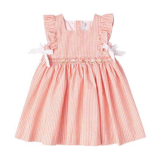 Orange Stripe Smocked Dress