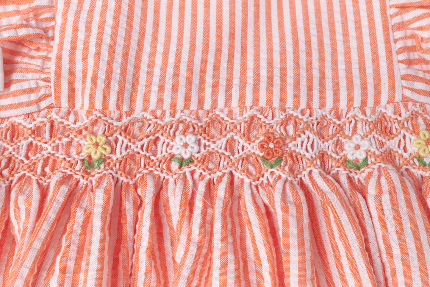 Orange Stripe Smocked Dress
