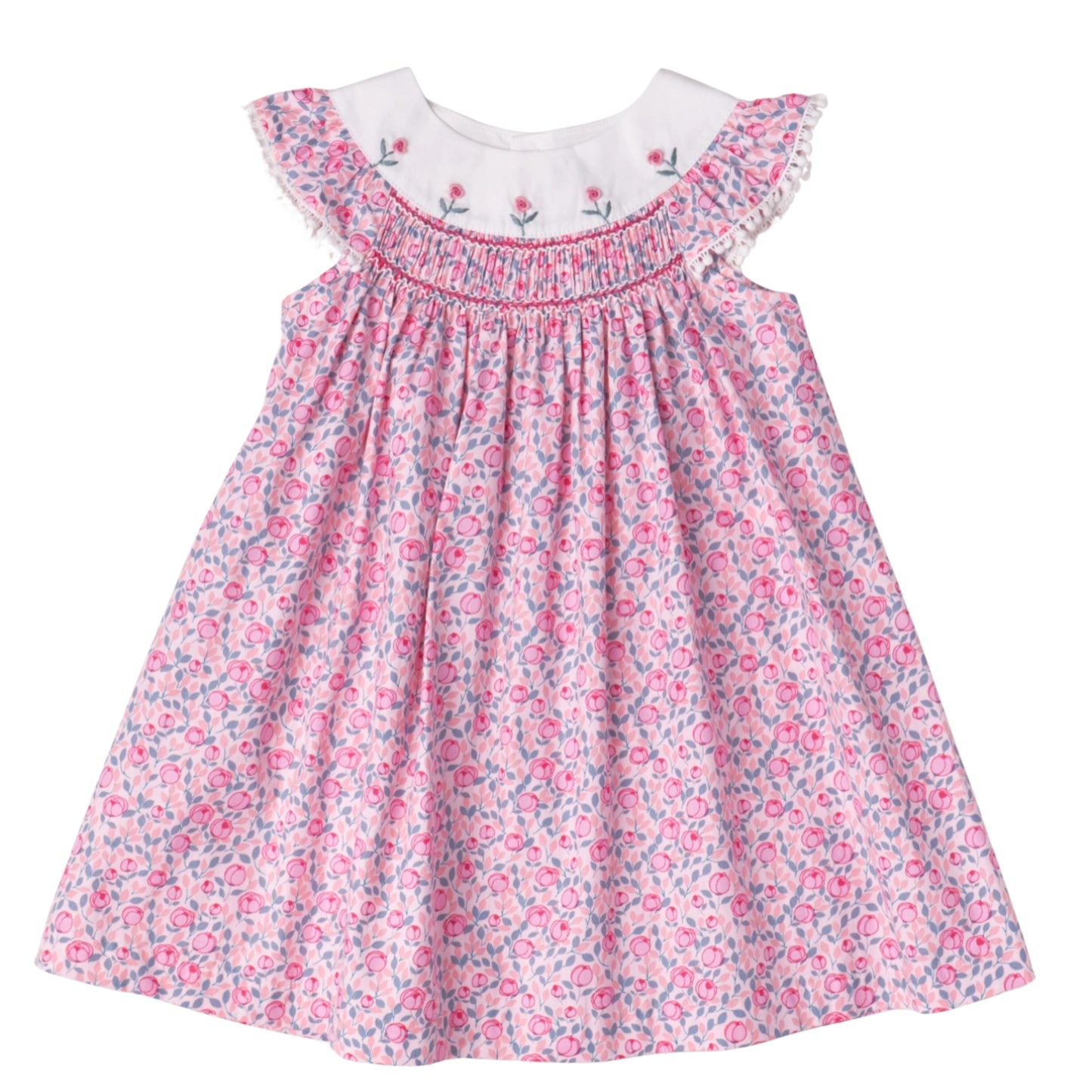 Pink Floral Smocked Dress